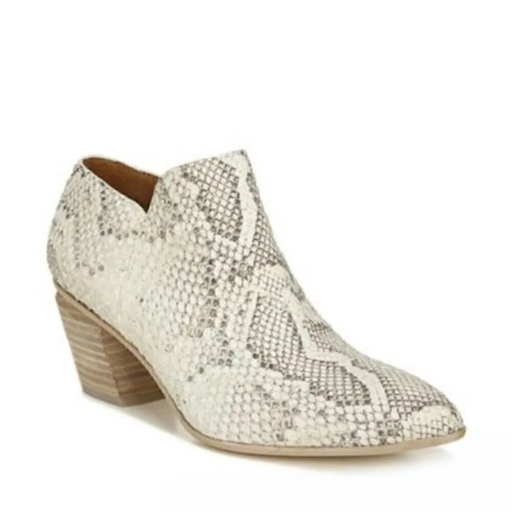 Sarto By Franco Karson Leather Snakeskin Embossed Bootie Size 5.5